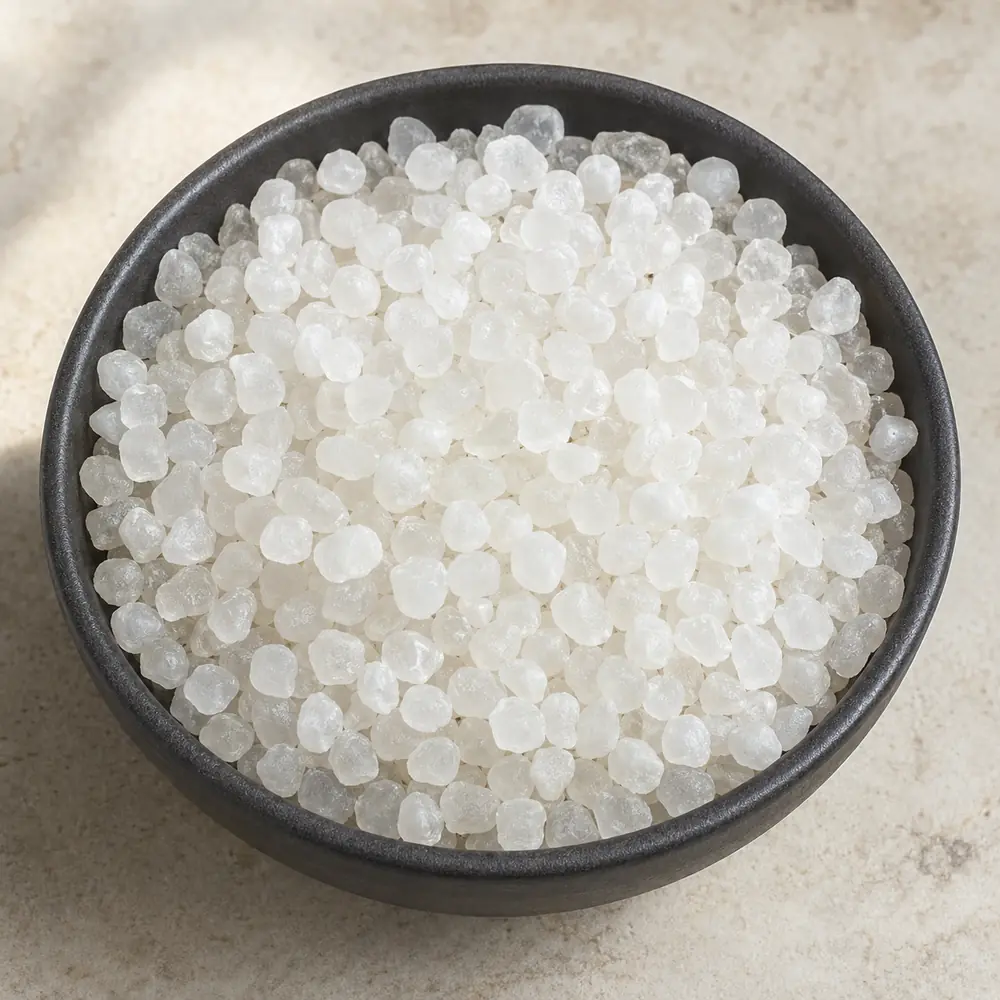Pearl Nylon Sago in a dark ceramic bowl
